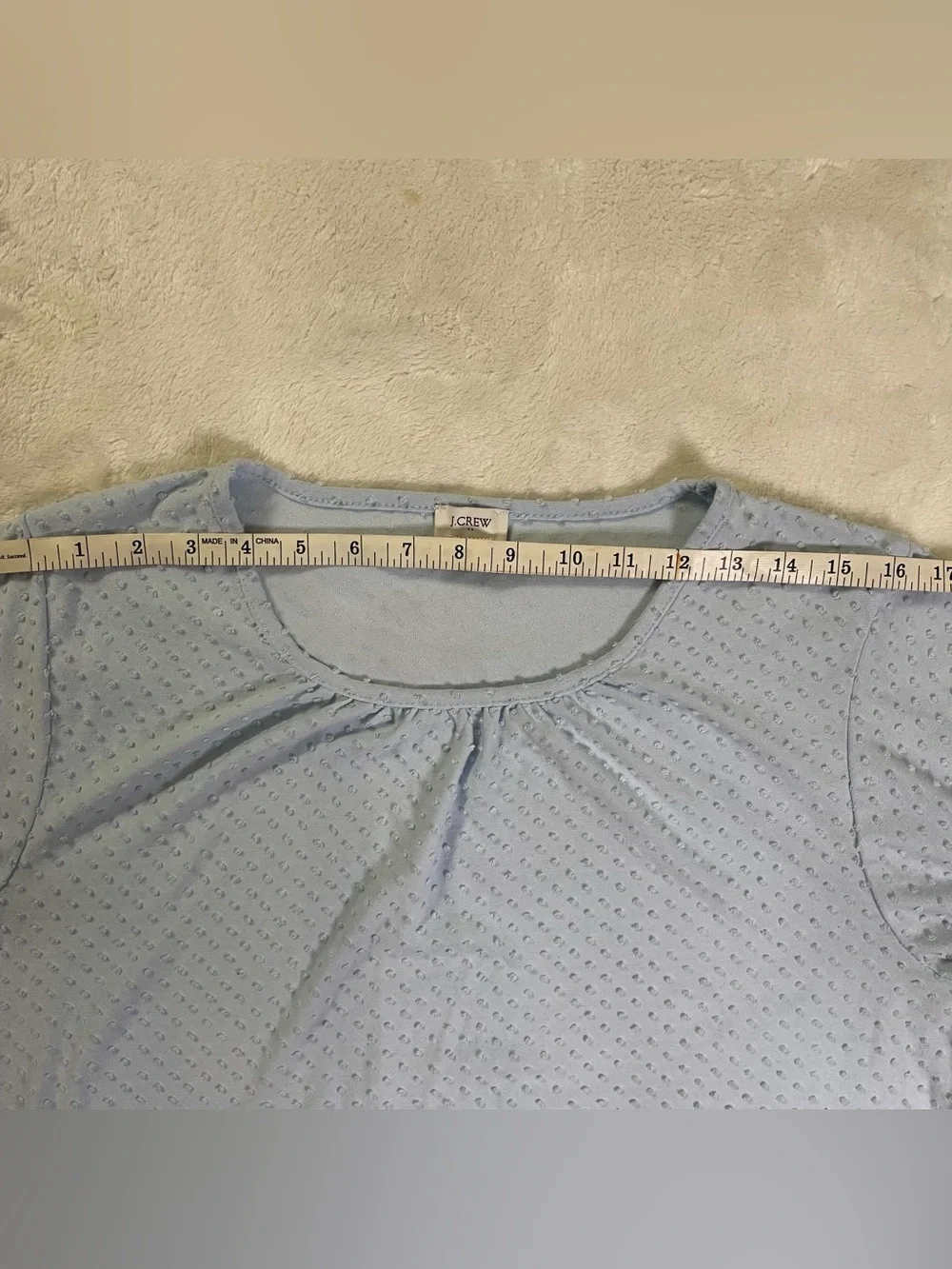 J. Crew Baby Blue Bubble Textured 3/4 Sleeve Blouse size L